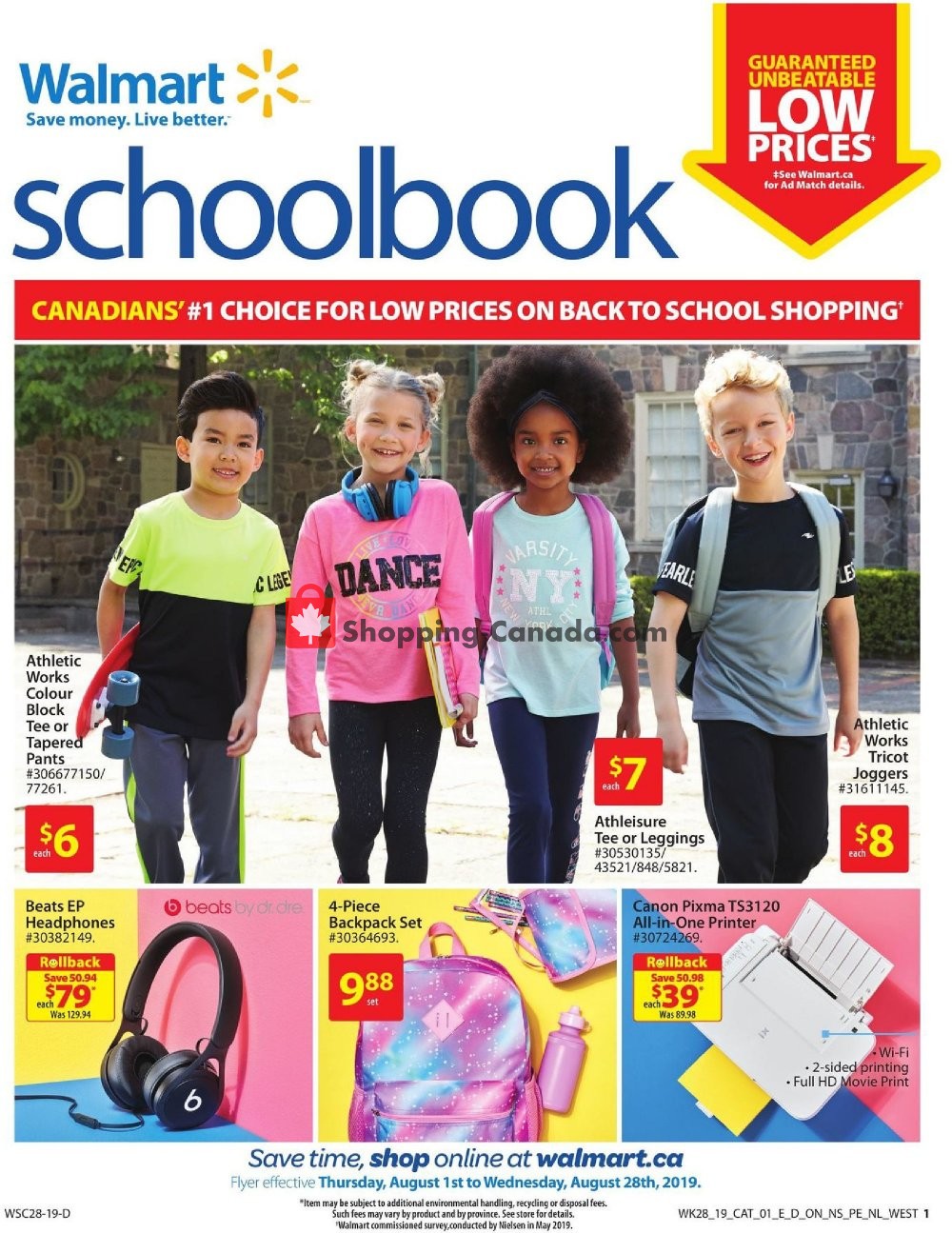 Walmart flyer from Thursday August 1, 2019 to Wednesday August 28, 2019 - page 1