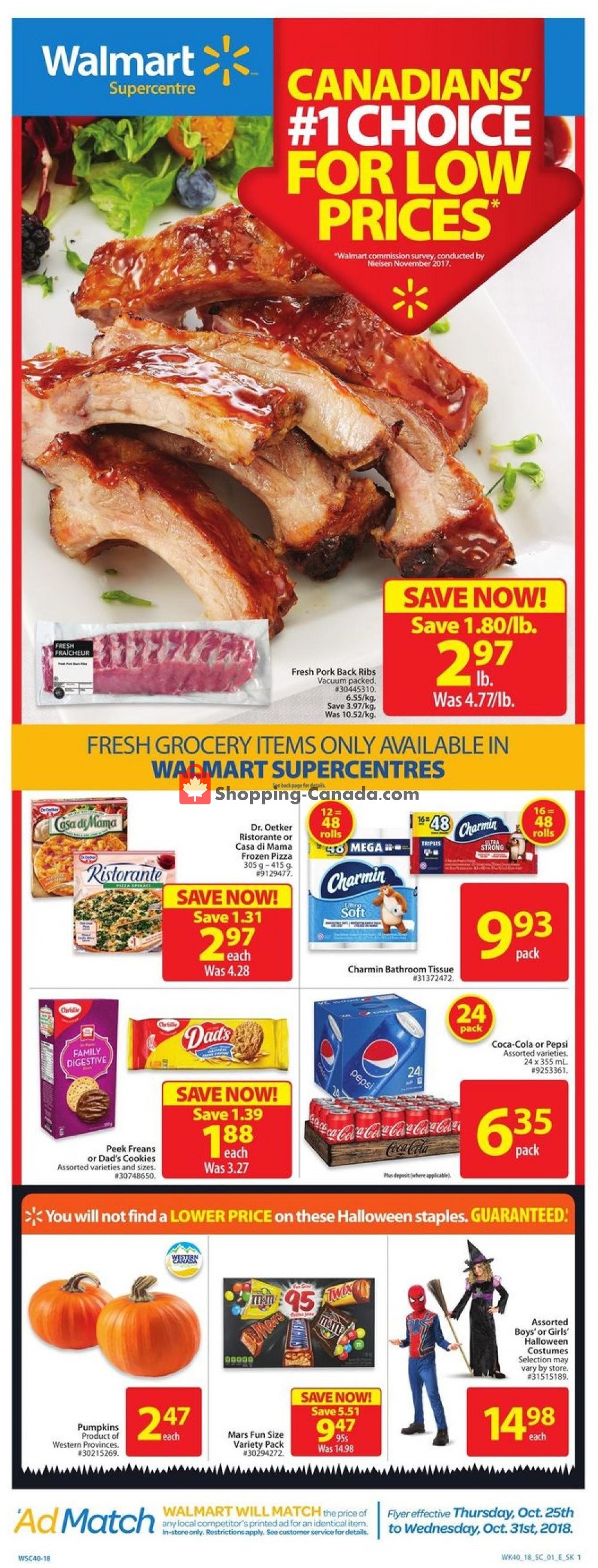 Walmart flyer from Thursday October 25, 2018 to Wednesday October 31, 2018 - page 1