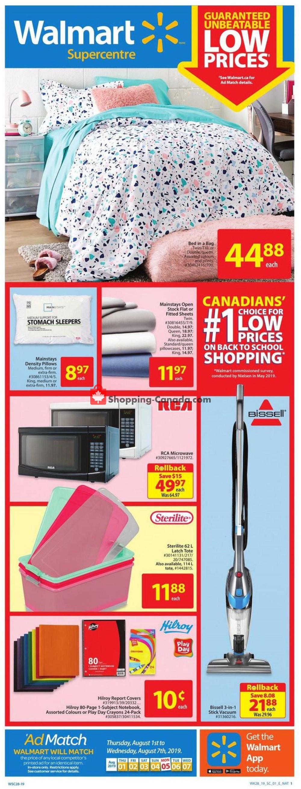 Walmart flyer from Thursday August 1, 2019 to Wednesday August 7, 2019 - page 1