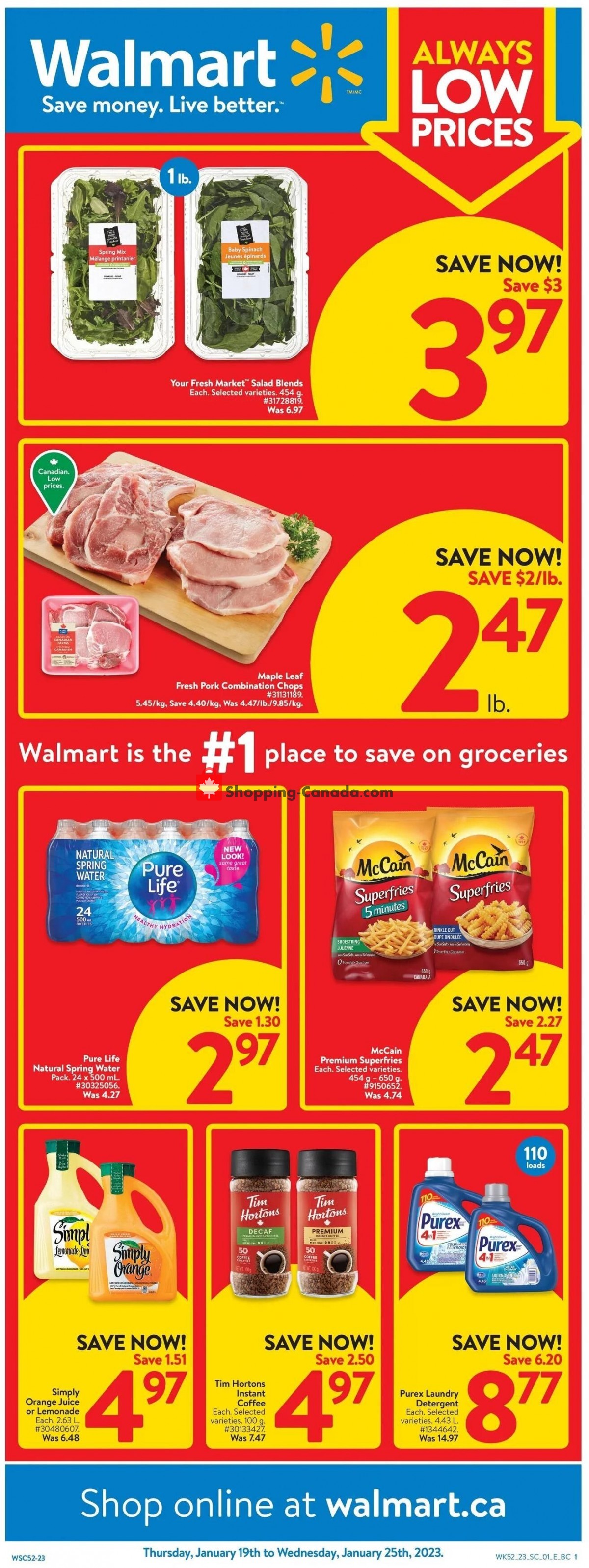 Walmart flyer from Thursday January 19, 2023 to Wednesday January 25, 2023 - page 1