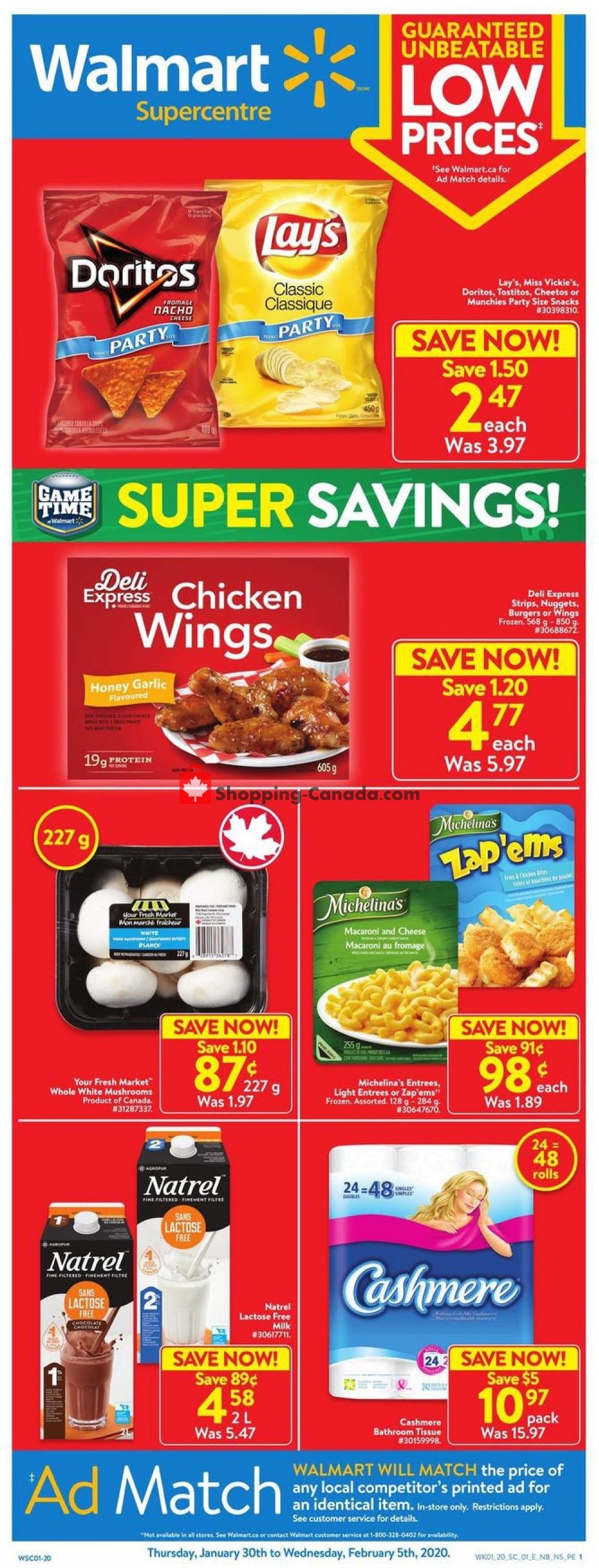 Walmart flyer from Thursday January 30, 2020 to Wednesday February 5, 2020 - page 1