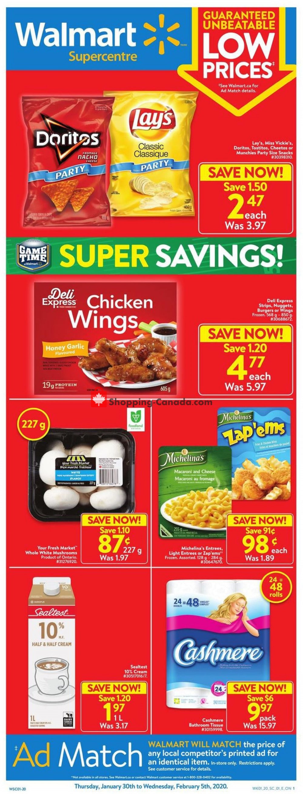 Walmart flyer from Thursday January 30, 2020 to Wednesday February 5, 2020 - page 1