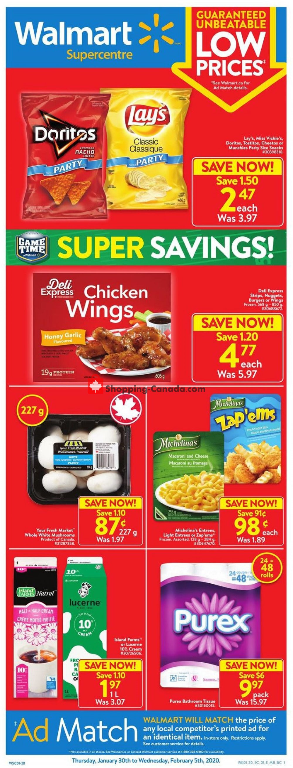 Walmart flyer from Thursday January 30, 2020 to Wednesday February 5, 2020 - page 1