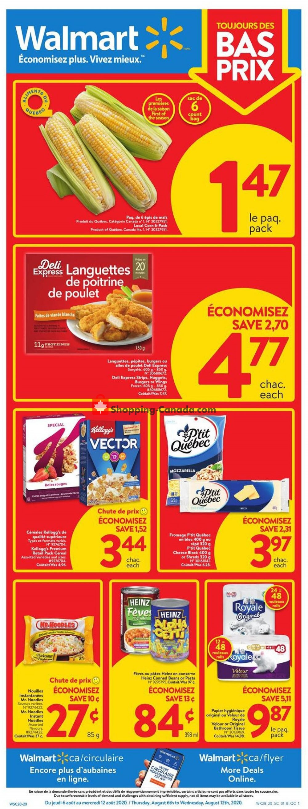 Walmart flyer from Thursday August 6, 2020 to Wednesday August 12, 2020 - page 1