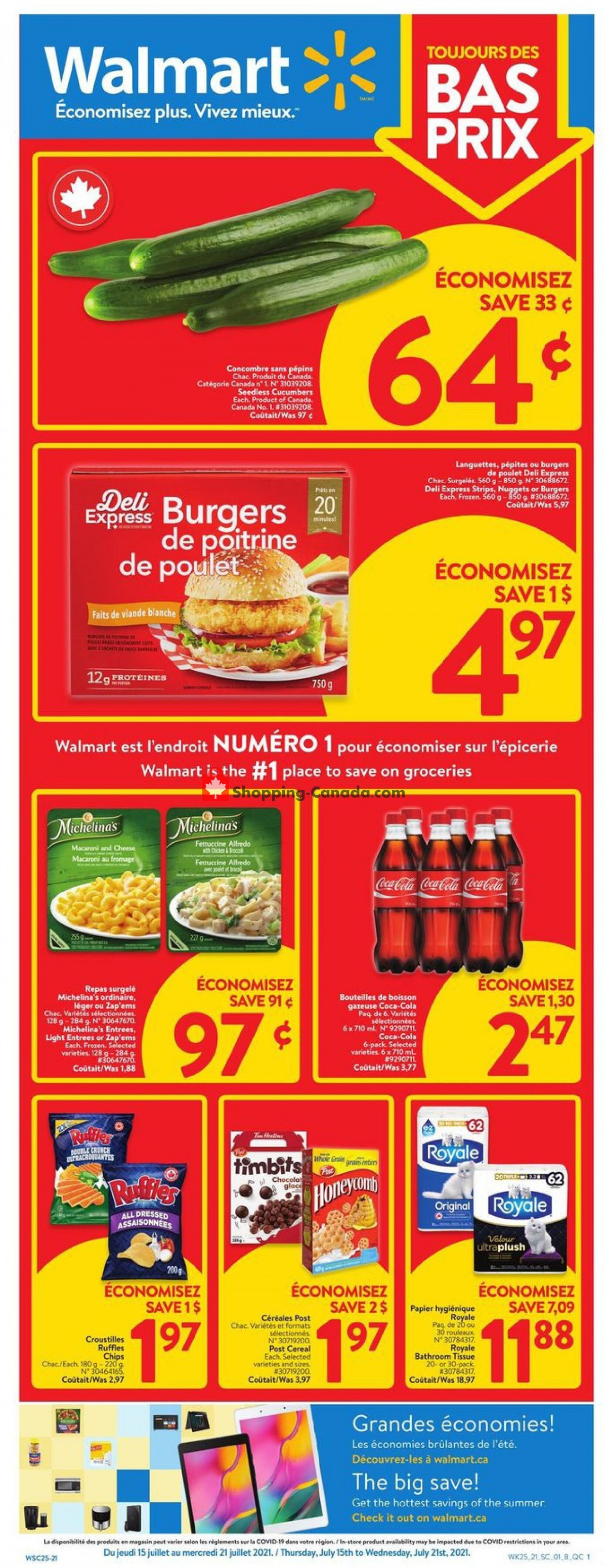 Walmart flyer from Thursday July 15, 2021 to Wednesday July 21, 2021 - page 1