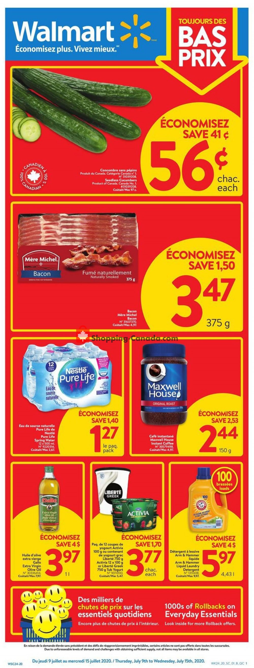 Walmart flyer from Thursday July 9, 2020 to Wednesday July 15, 2020 - page 1