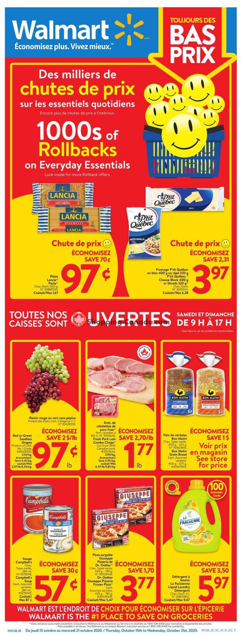 Walmart flyer from Thursday October 15, 2020 to Wednesday October 21, 2020 - page 1