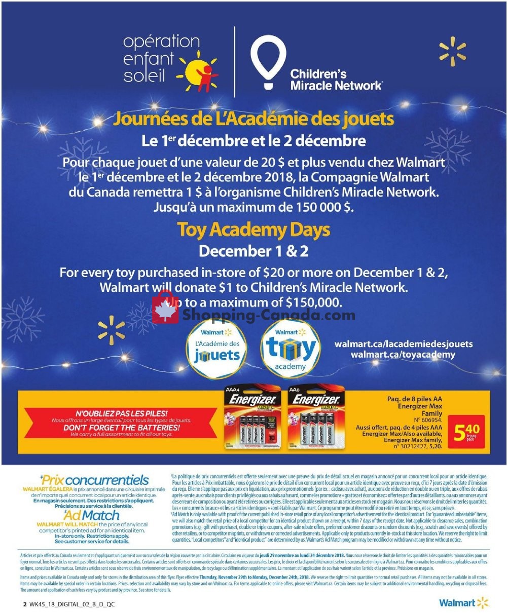 Walmart flyer from Thursday November 29, 2018 to Monday December 24, 2018 - page 2