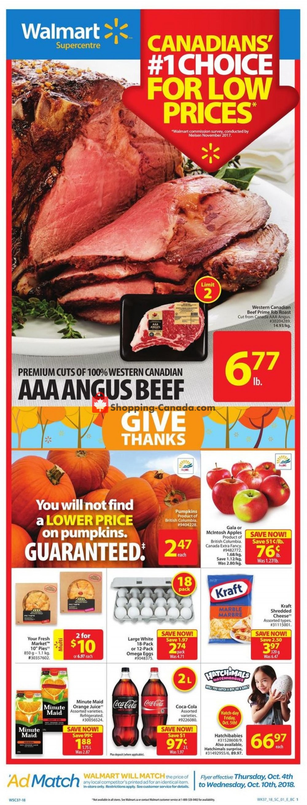 Walmart flyer from Thursday October 4, 2018 to Wednesday October 10, 2018 - page 1