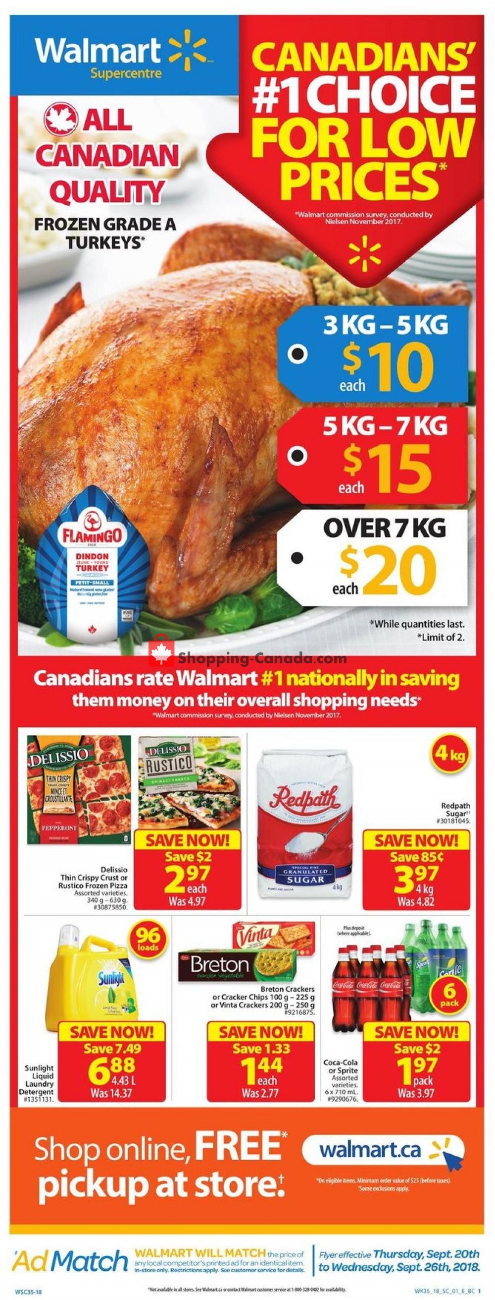 Walmart flyer from Thursday September 20, 2018 to Wednesday September 26, 2018 - page 1