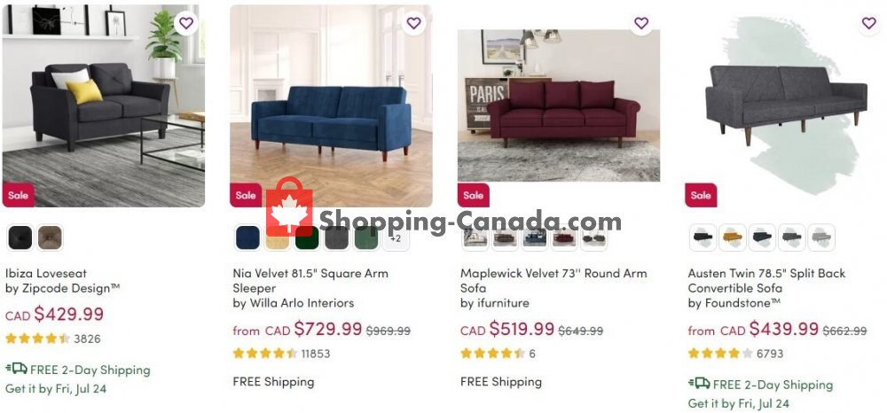Wayfair Canada Flyer Special Offer July 22 28 2020 Ping Wayfair Canada Flyer Special Offer, Foundstone Austen Twin 78 5 Split Back Convertible Sofa