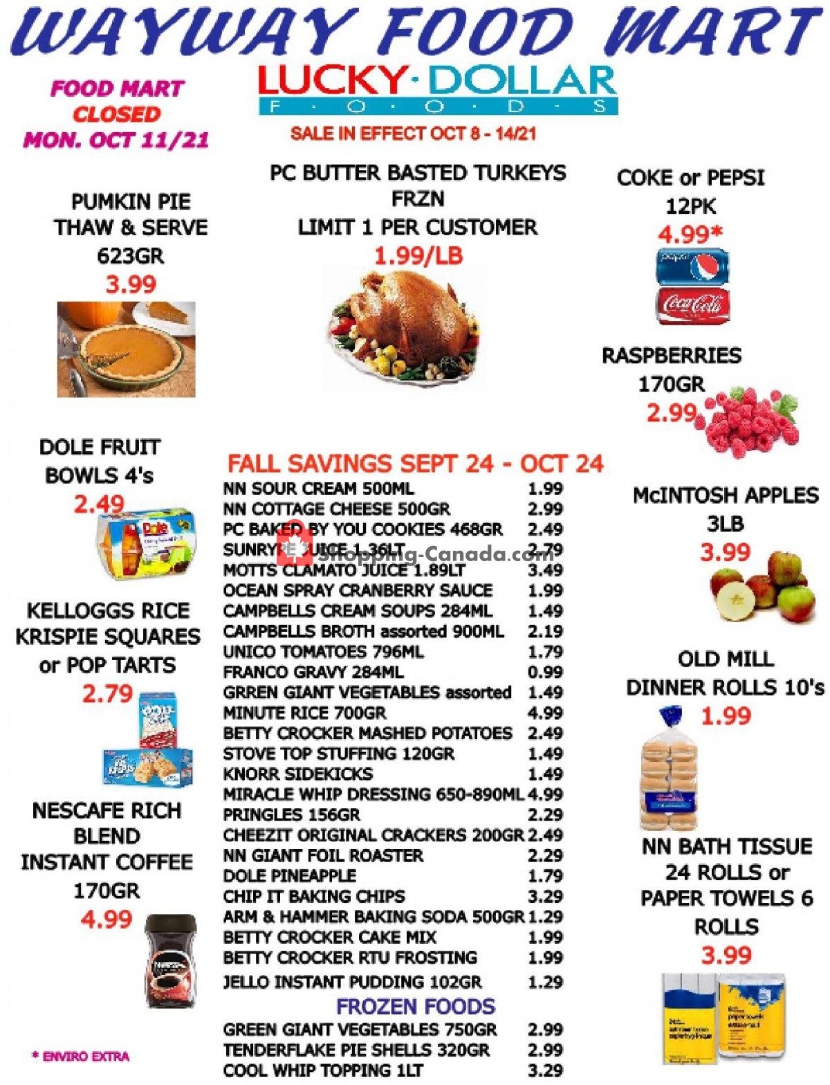 WayWay Food Mart flyer from Friday October 8, 2021 to Thursday October 14, 2021 - page 1