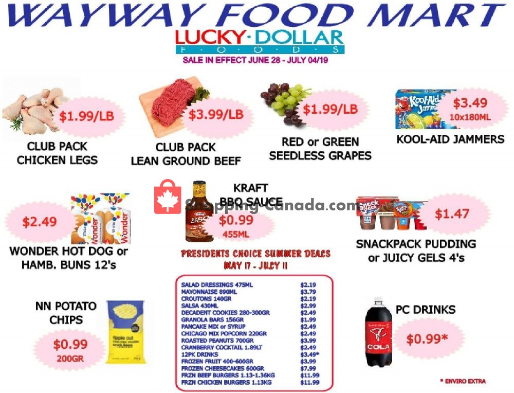 WayWay Food Mart flyer from Friday June 28, 2019 to Thursday July 4, 2019 - page 1