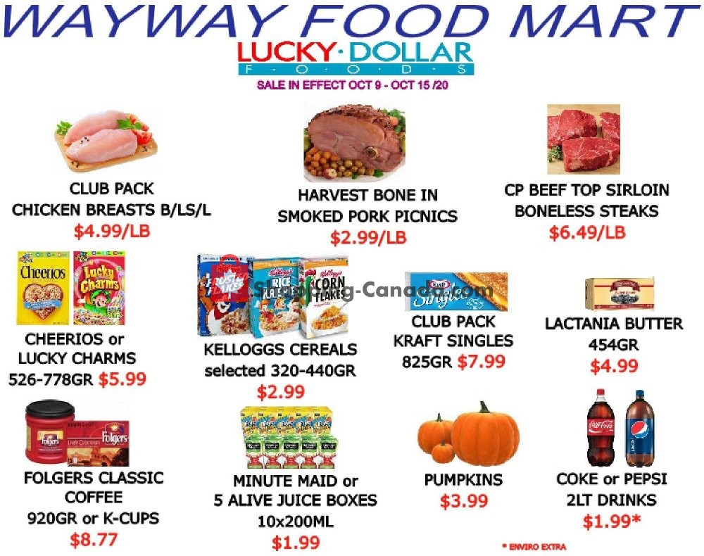 WayWay Food Mart flyer from Friday October 9, 2020 to Thursday October 15, 2020 - page 1