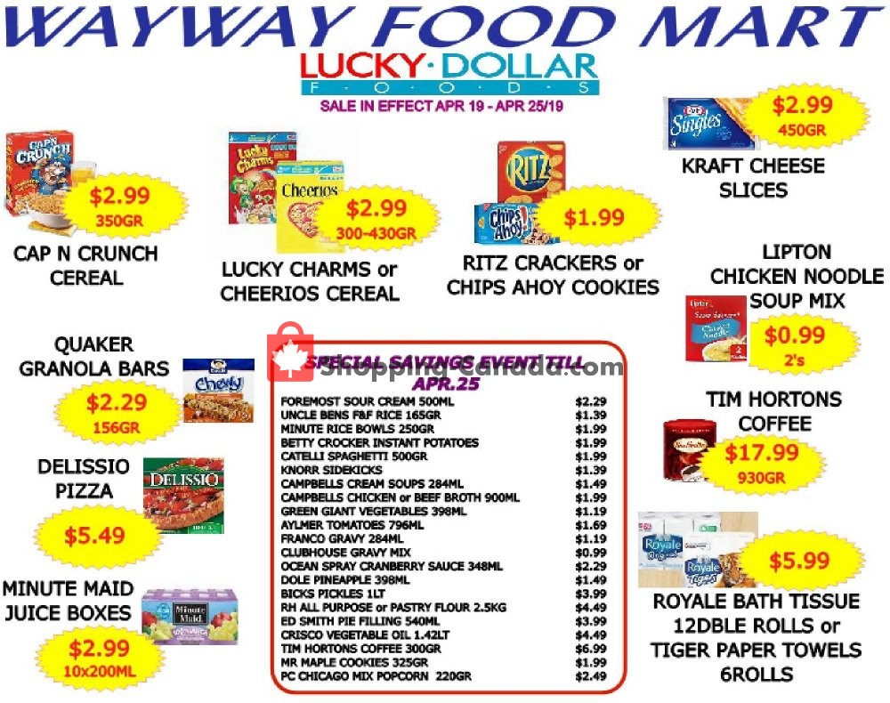 WayWay Food Mart flyer from Friday April 19, 2019 to Thursday April 25, 2019 - page 1