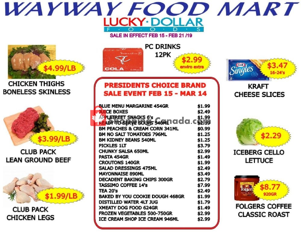 WayWay Food Mart flyer from Friday February 15, 2019 to Thursday February 21, 2019 - page 1