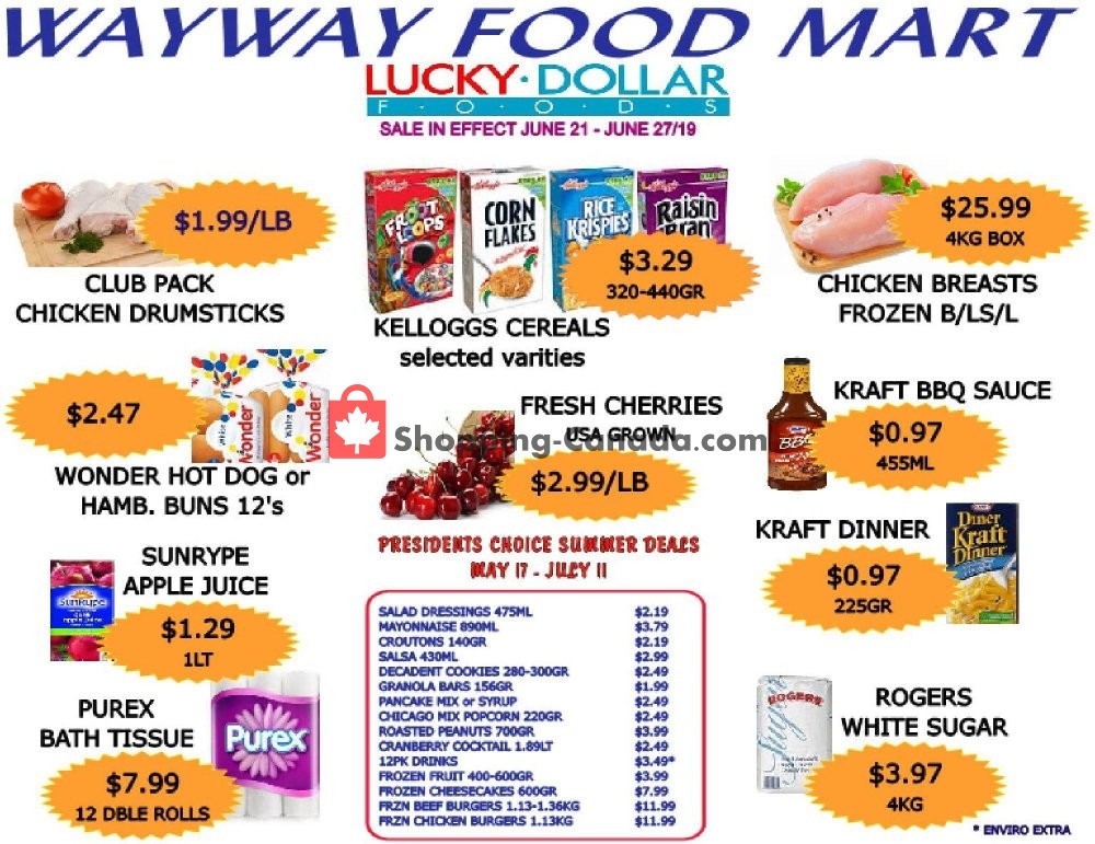 WayWay Food Mart flyer from Friday June 21, 2019 to Thursday June 27, 2019 - page 1