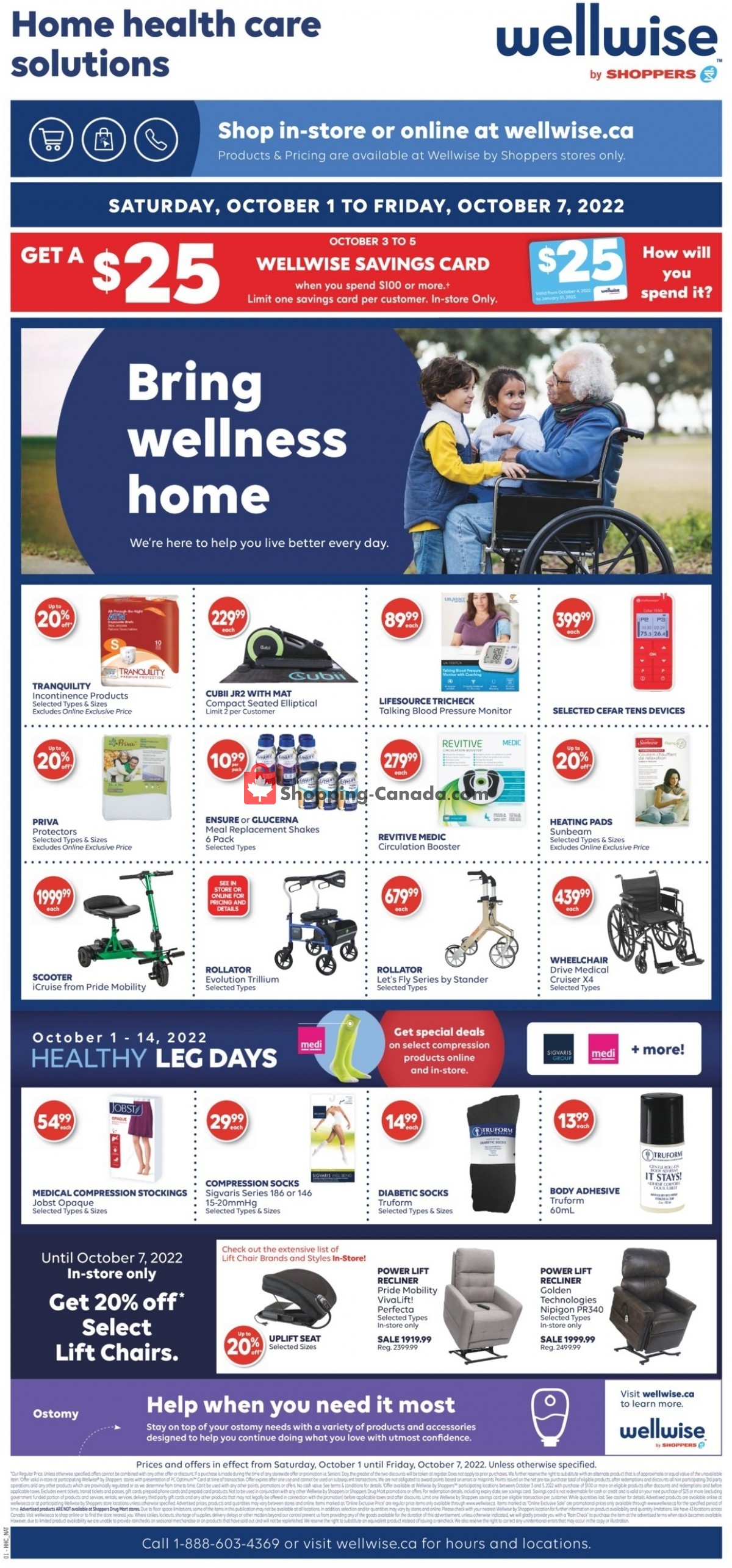 WellWise by Shoppers Drug Mart Canada, flyer (Bring Wellness Home) October 1 October 7