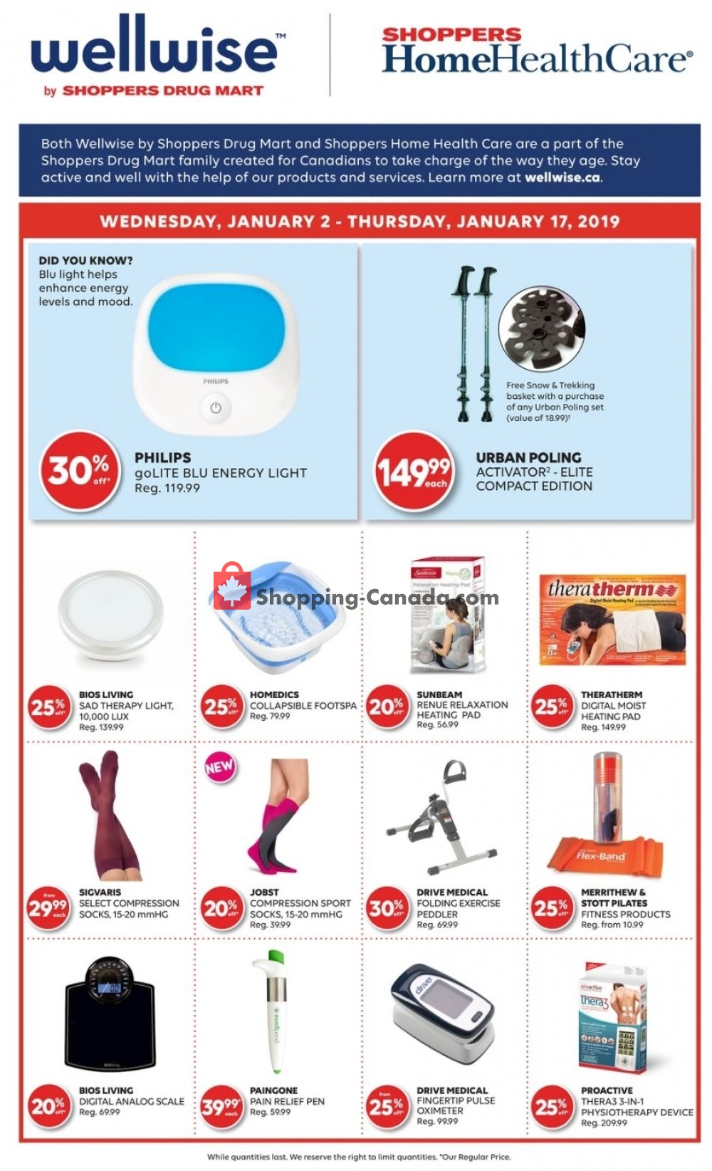 WellWise by Shoppers Drug Mart flyer from Wednesday January 2, 2019 to Thursday January 17, 2019 - page 1