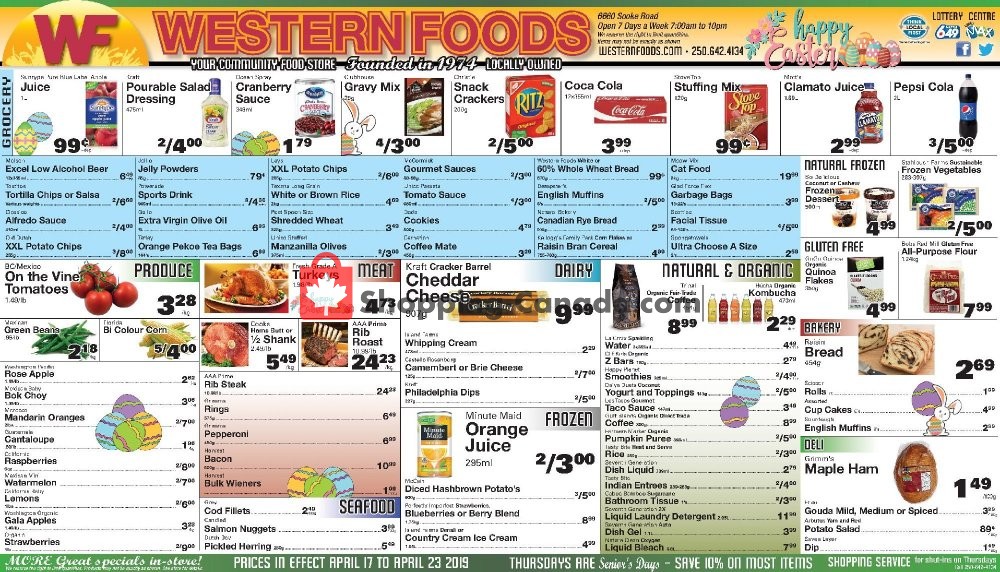 Western Foods flyer from Wednesday April 17, 2019 to Tuesday April 23, 2019 - page 1