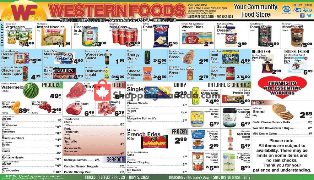 Western Foods flyer from Wednesday April 29, 2020 to Tuesday May 5, 2020 - page 1