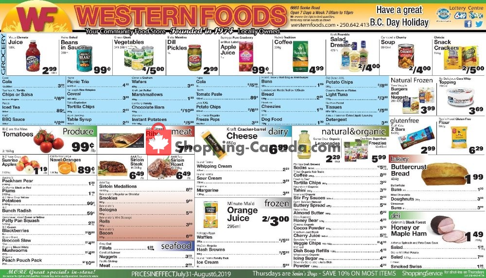 Western Foods flyer from Wednesday July 31, 2019 to Tuesday August 6, 2019 - page 1