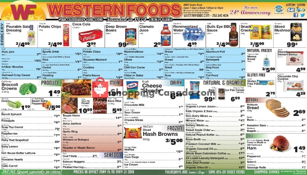 Western Foods flyer from Wednesday May 15, 2019 to Tuesday May 21, 2019 - page 1