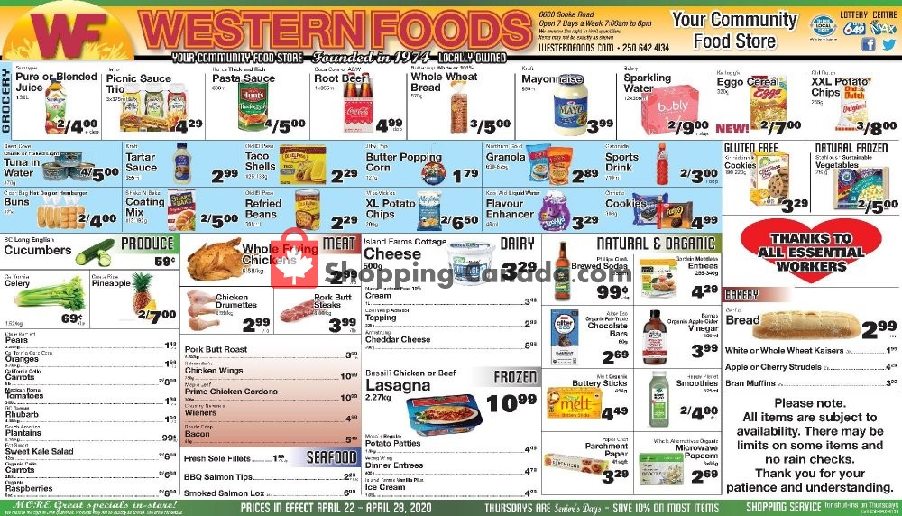 Western Foods flyer from Wednesday April 22, 2020 to Tuesday April 28, 2020 - page 1