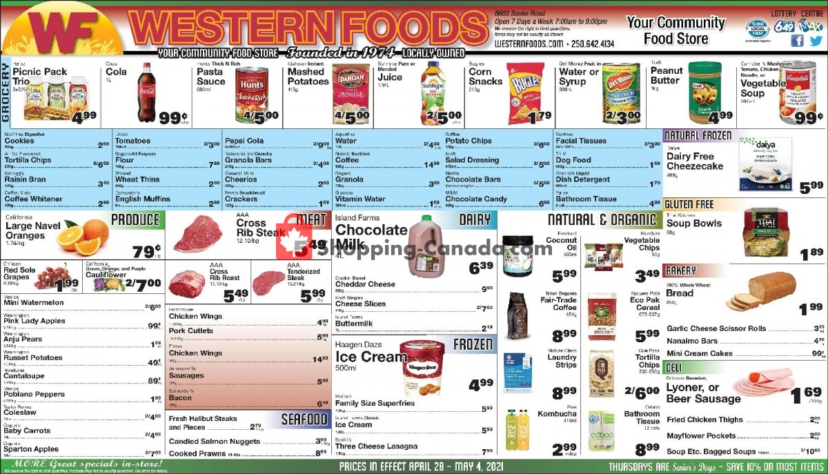 Western Foods flyer from Wednesday April 28, 2021 to Tuesday May 4, 2021 - page 1
