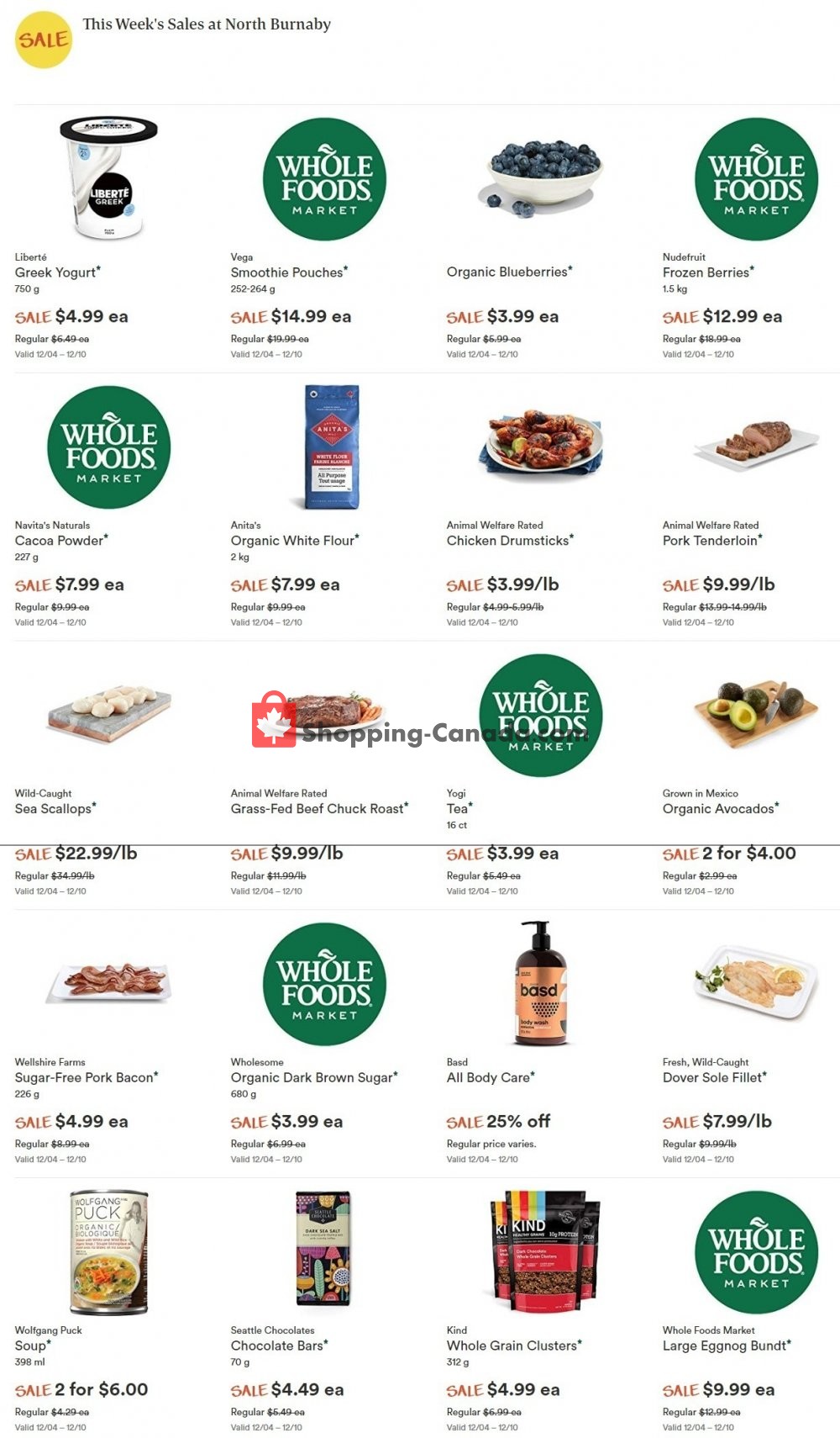 Whole Foods Market Canada, flyer (Special Offer North Burnaby BC
