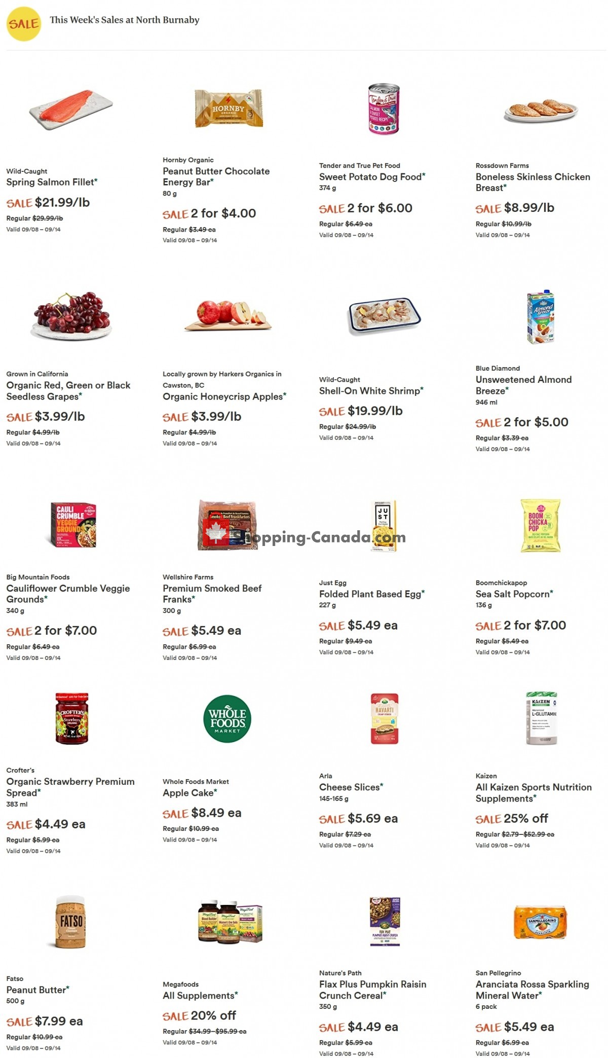 Whole Foods Market flyer from Wednesday September 8, 2021 to Tuesday September 14, 2021 - page 1