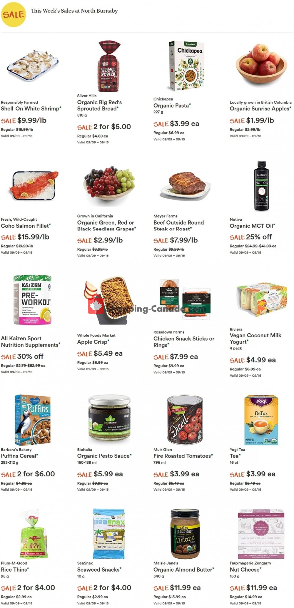 Whole Foods Market Canada, flyer (Special Offer North Burnaby BC