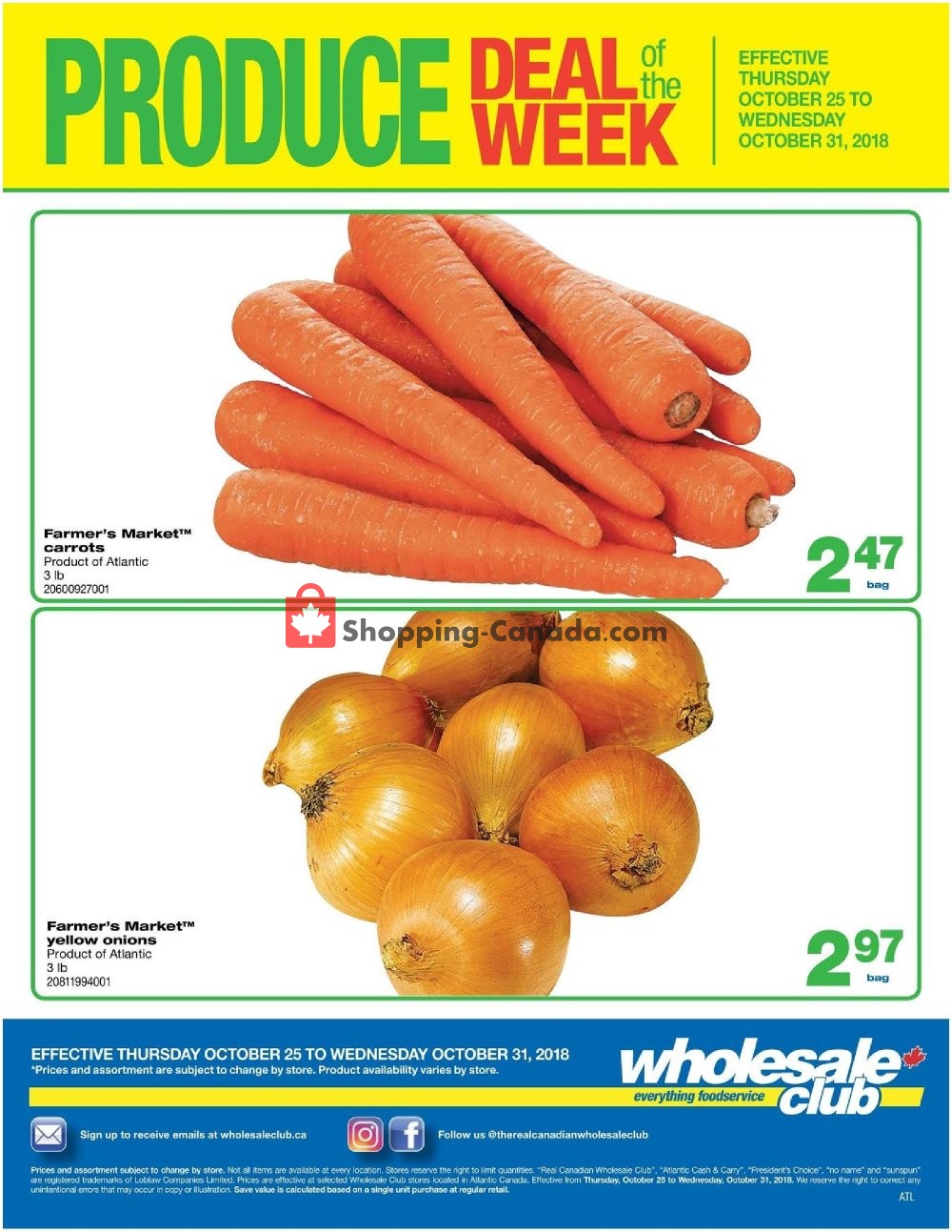 Wholesale Club flyer from Thursday October 25, 2018 to Wednesday October 31, 2018 - page 1