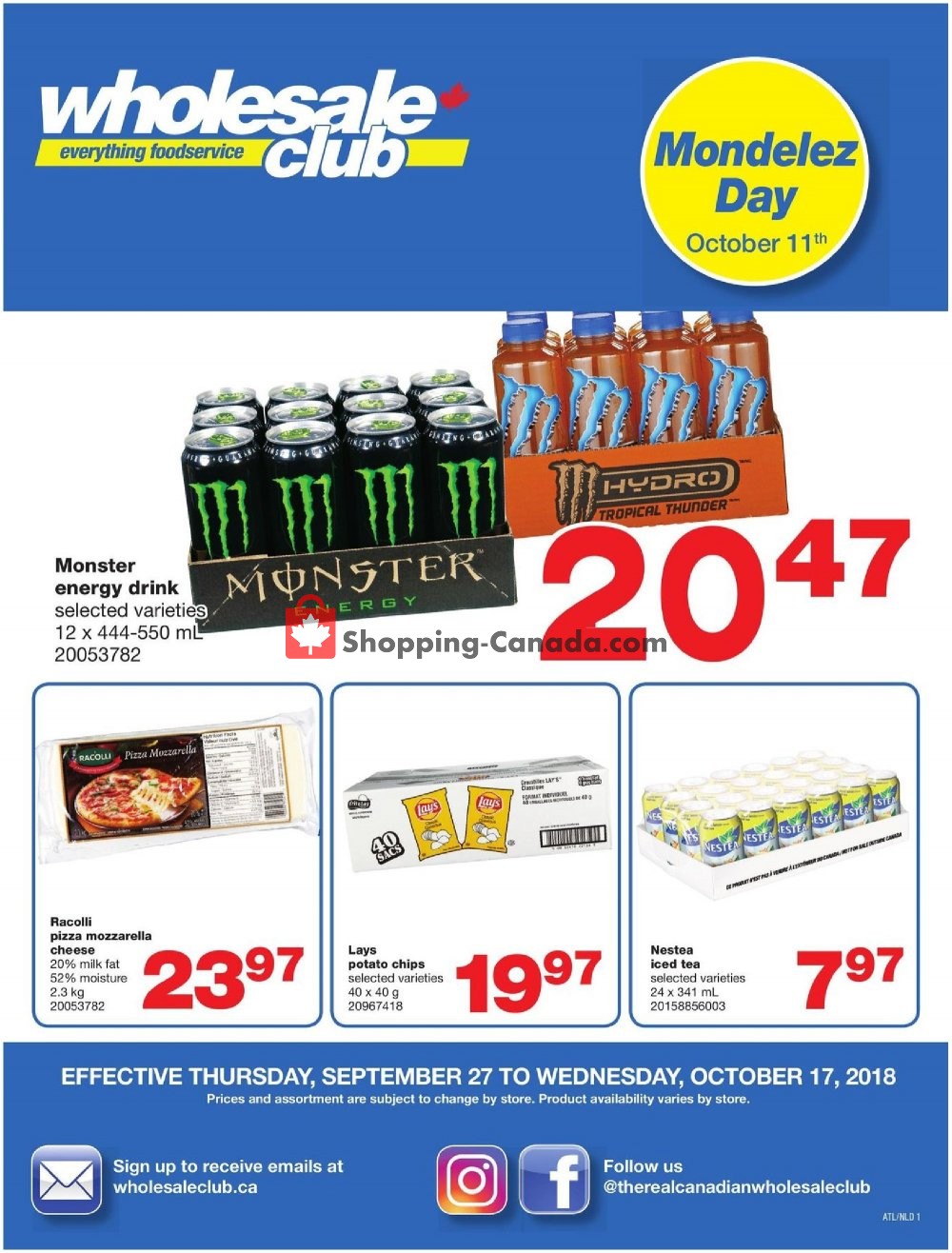 Wholesale Club flyer from Thursday September 27, 2018 to Wednesday October 17, 2018 - page 1