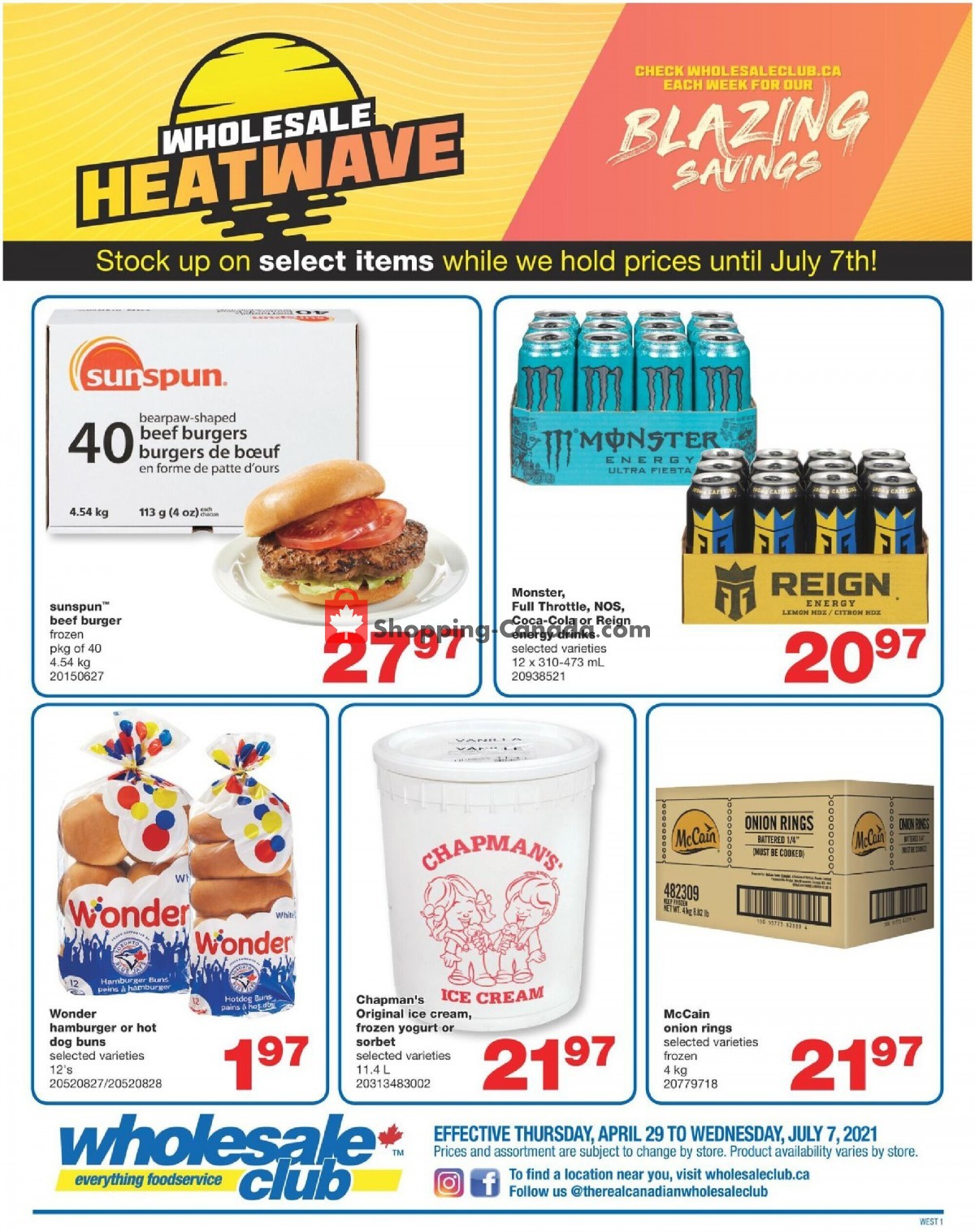 Wholesale Club flyer from Thursday April 29, 2021 to Wednesday July 7, 2021 - page 1