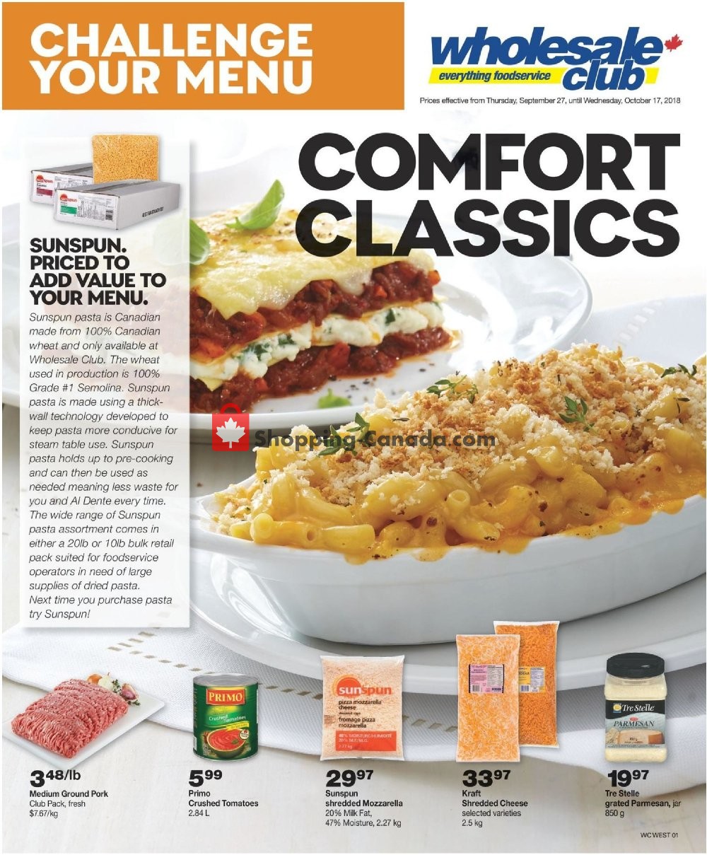 Wholesale Club flyer from Thursday September 27, 2018 to Wednesday October 17, 2018 - page 1