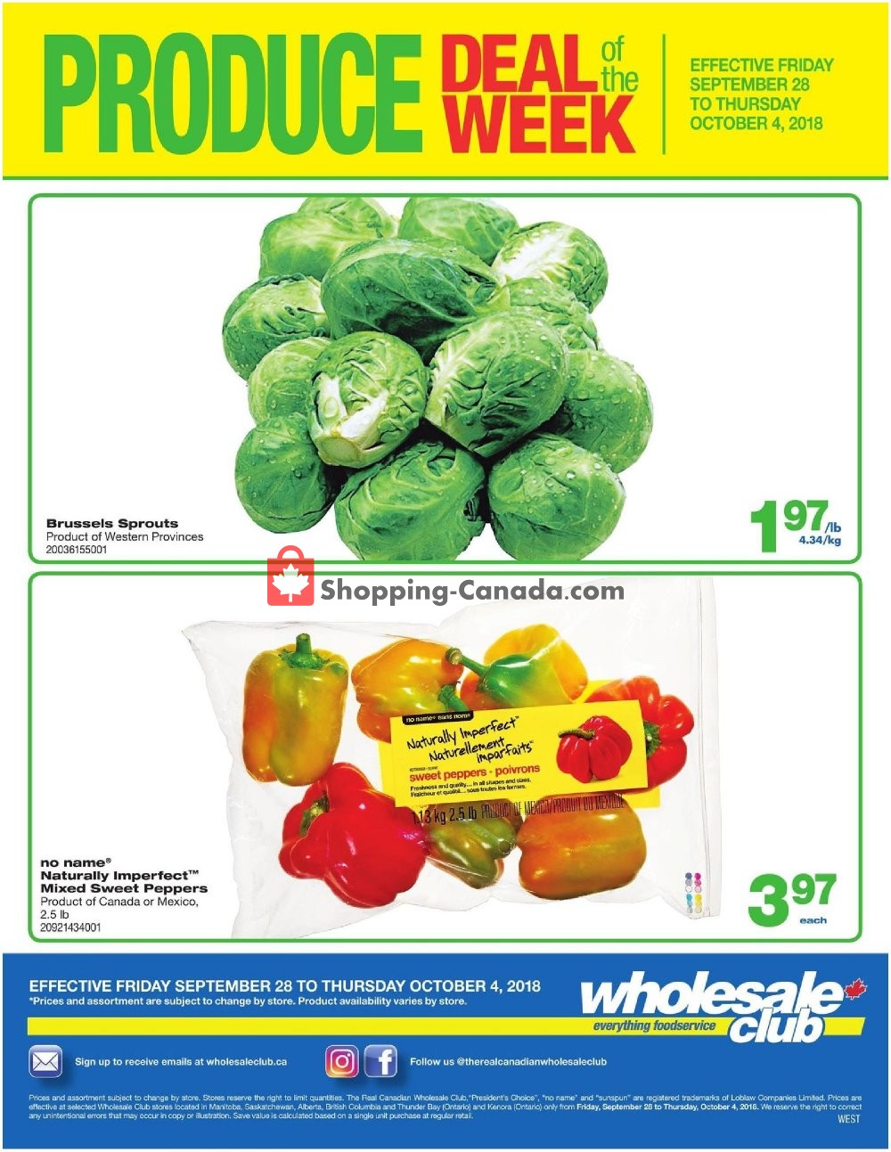 Wholesale Club flyer from Friday September 28, 2018 to Thursday October 4, 2018 - page 1