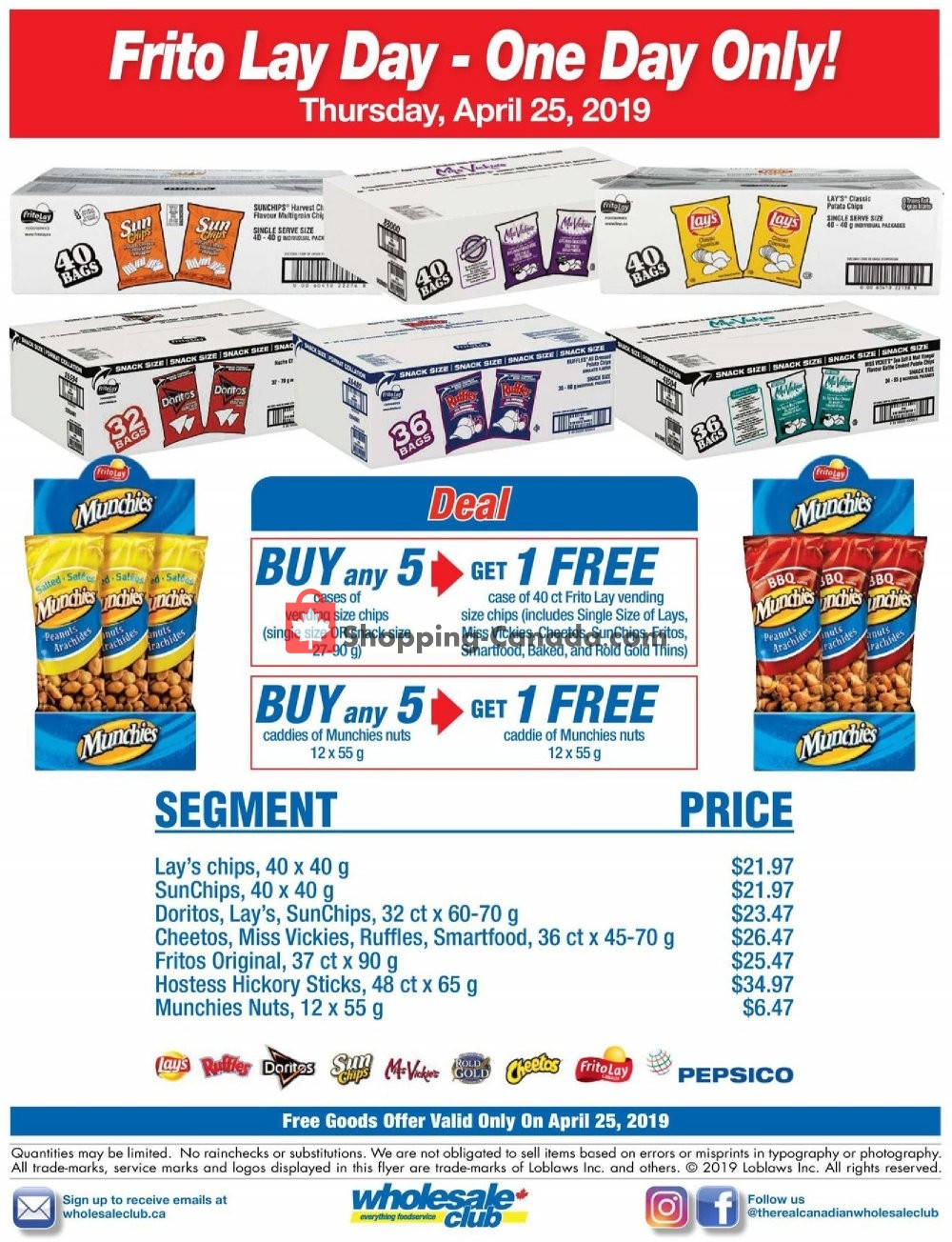 Wholesale Club flyer from Thursday April 25, 2019 to Thursday April 25, 2019 - page 1