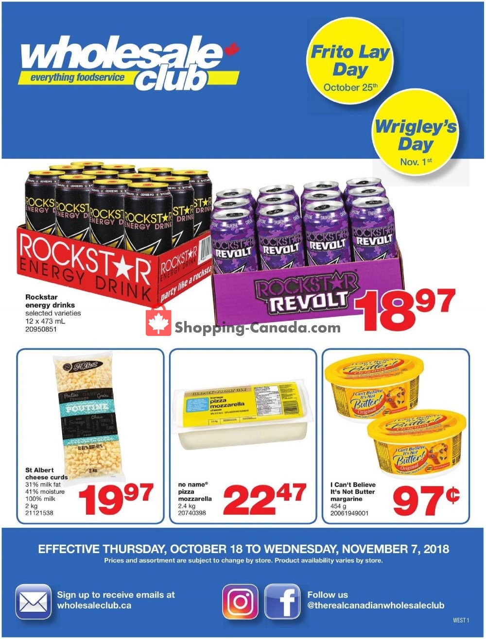 Wholesale Club flyer from Thursday October 18, 2018 to Wednesday November 7, 2018 - page 1