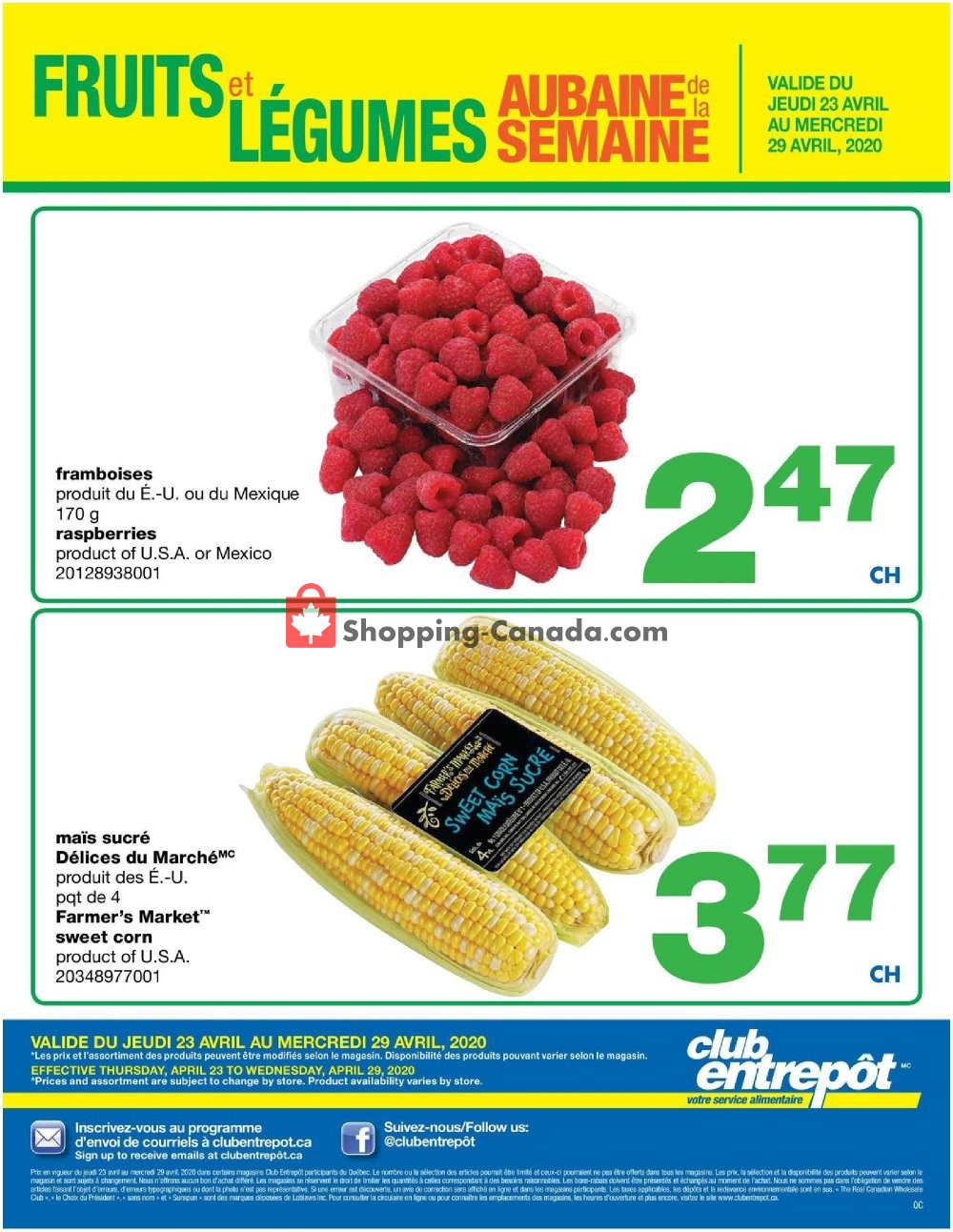 Wholesale Club flyer from Thursday April 23, 2020 to Wednesday April 29, 2020 - page 1