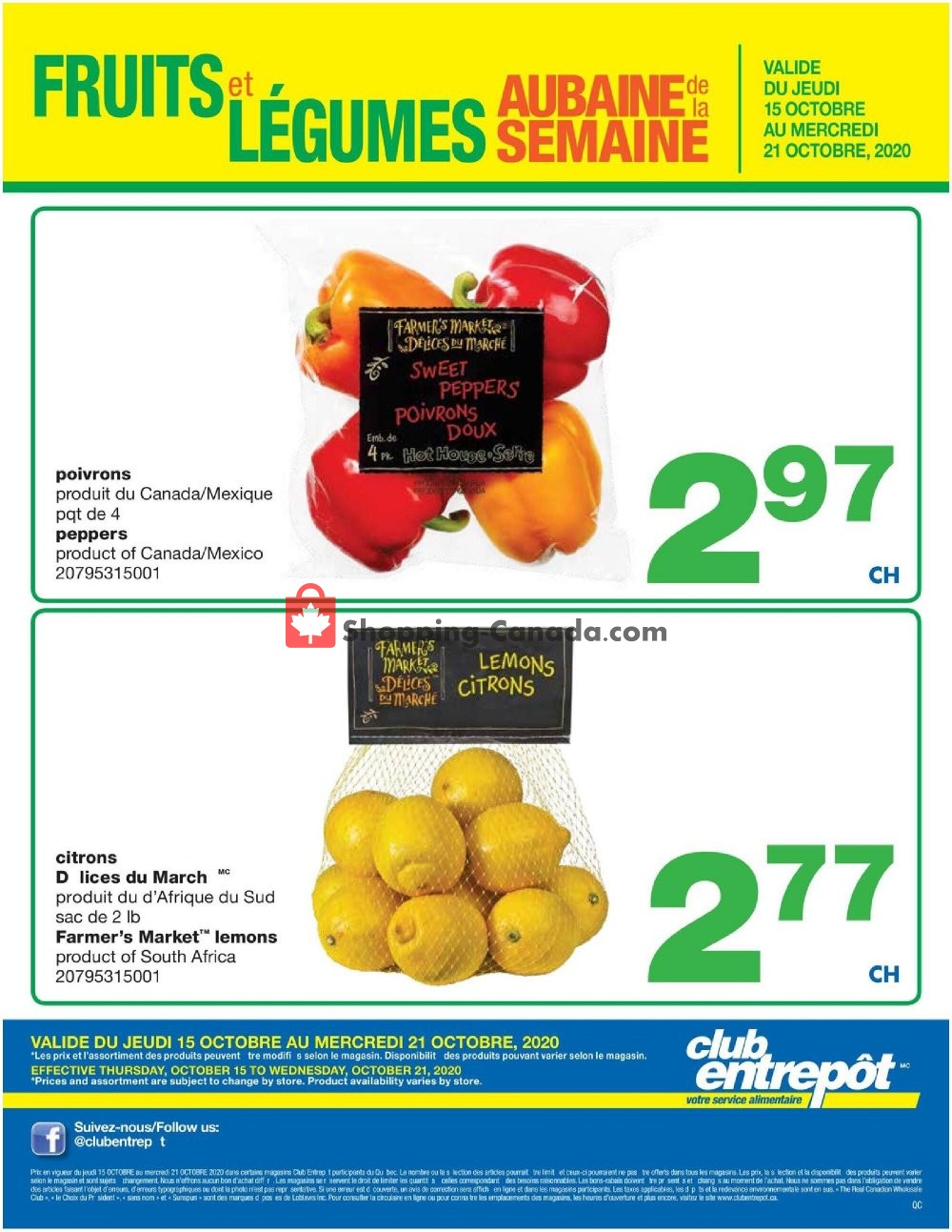 Wholesale Club flyer from Thursday October 15, 2020 to Wednesday October 21, 2020 - page 1