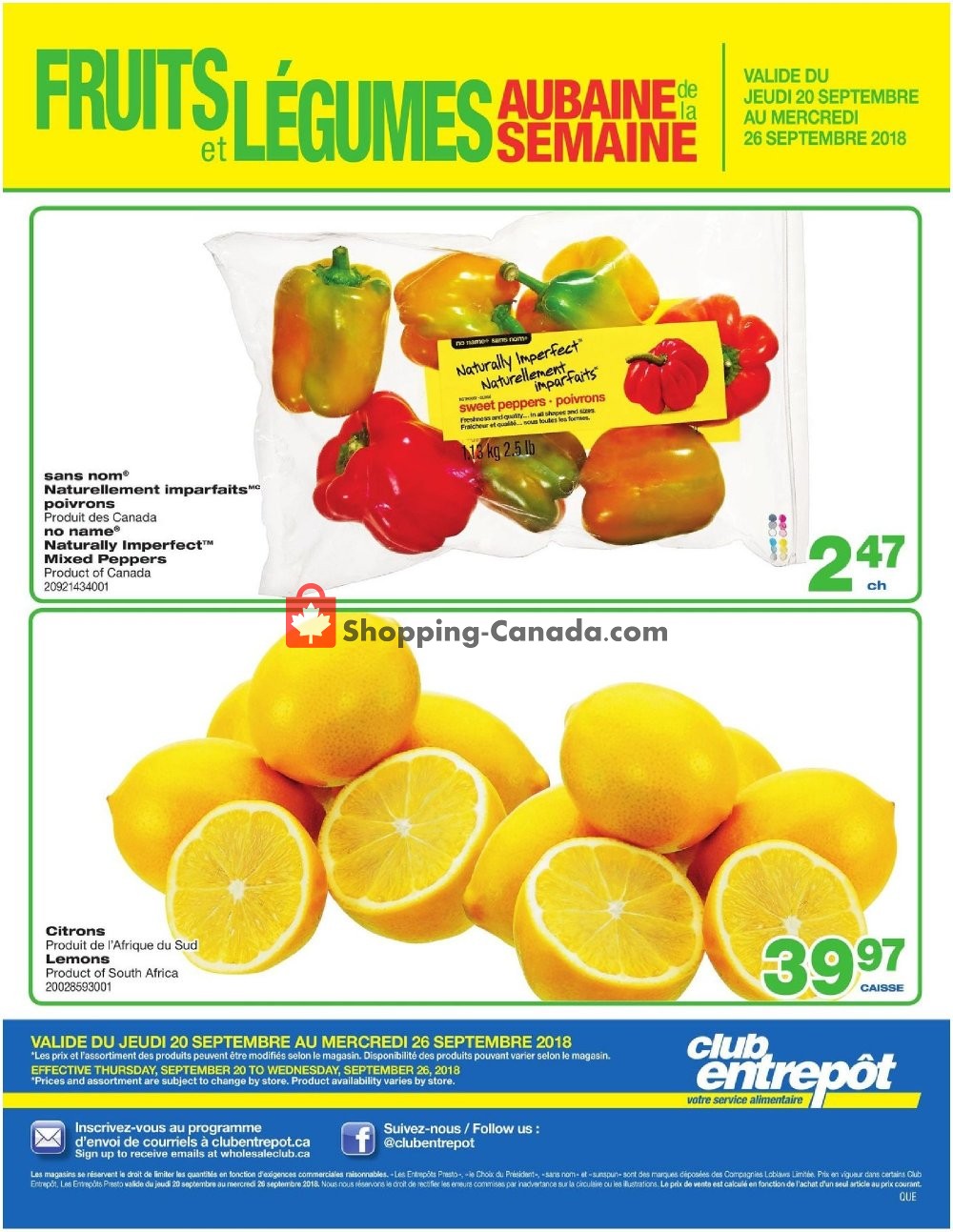 Wholesale Club flyer from Thursday September 20, 2018 to Wednesday September 26, 2018 - page 1