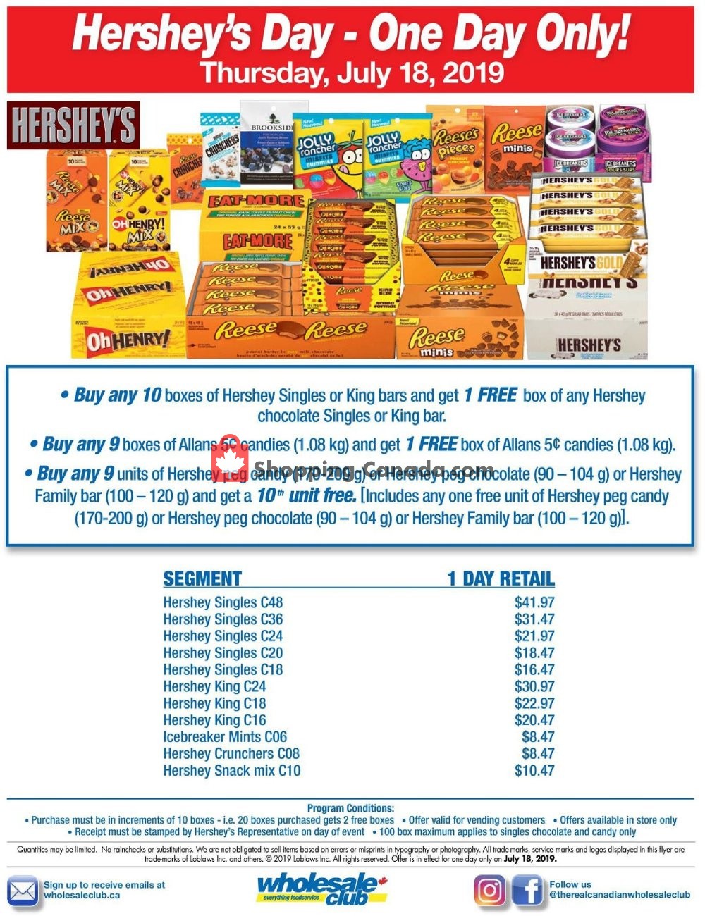 Wholesale Club flyer from Thursday July 18, 2019 to Thursday July 18, 2019 - page 1