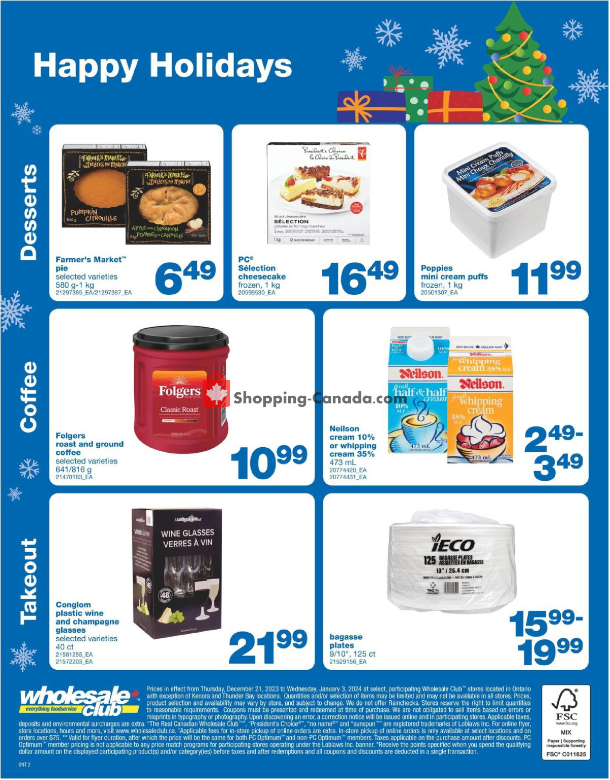 Wholesale Club Canada, flyer (Holiday Essentials ON) December 21
