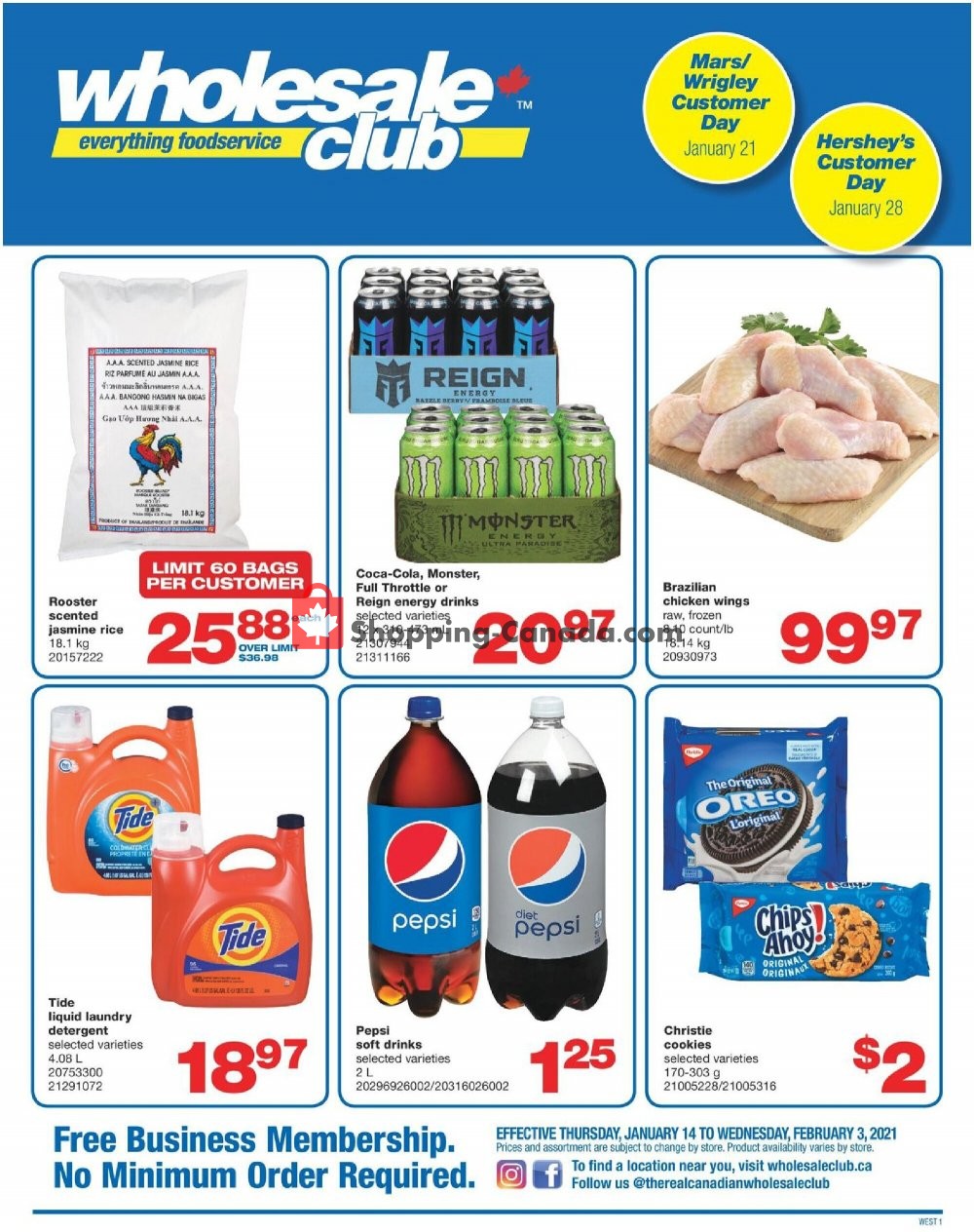 Wholesale Club flyer from Thursday January 14, 2021 to Wednesday February 3, 2021 - page 1