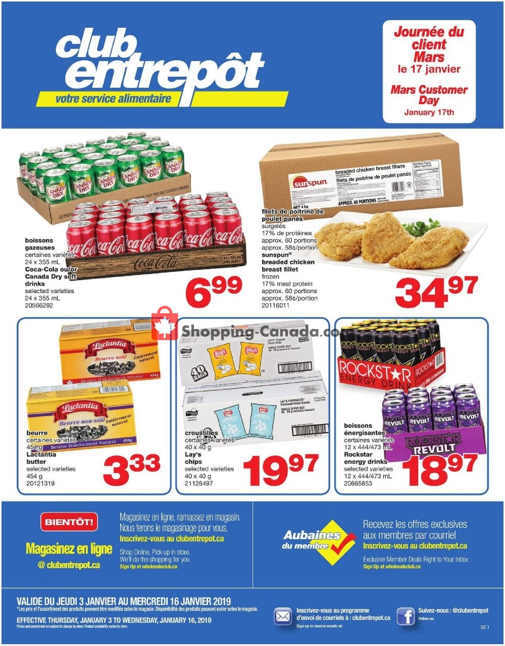 Wholesale Club flyer from Thursday January 3, 2019 to Wednesday January 16, 2019 - page 1