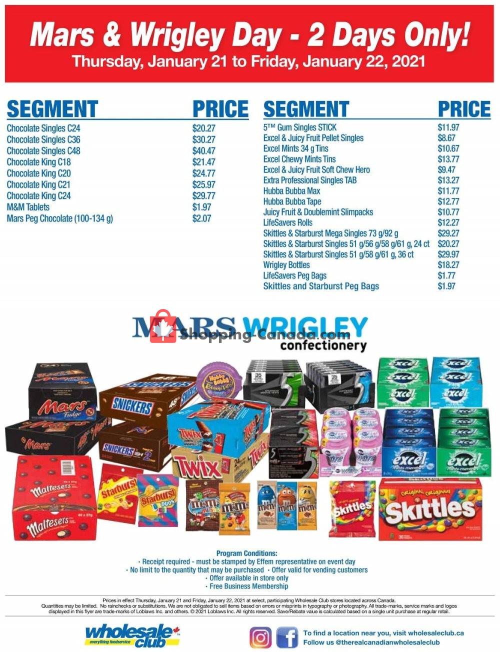 Wholesale Club flyer from Thursday January 21, 2021 to Friday January 22, 2021 - page 1