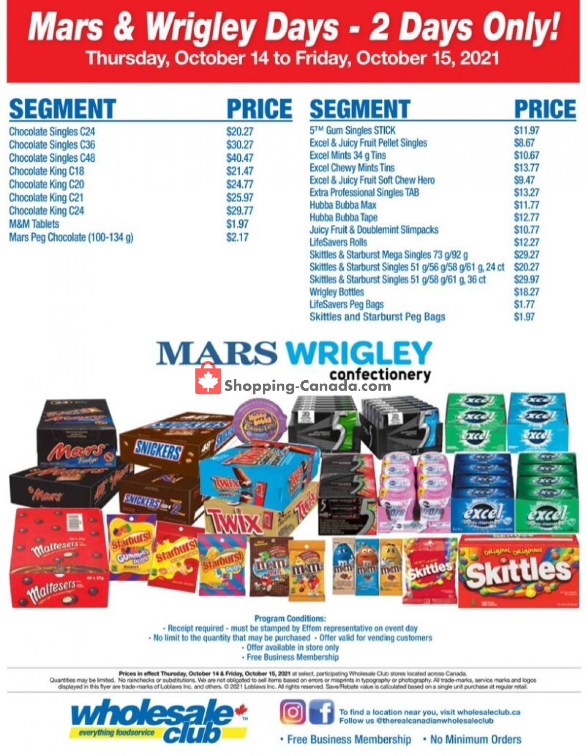 Wholesale Club flyer from Thursday October 14, 2021 to Friday October 15, 2021 - page 1