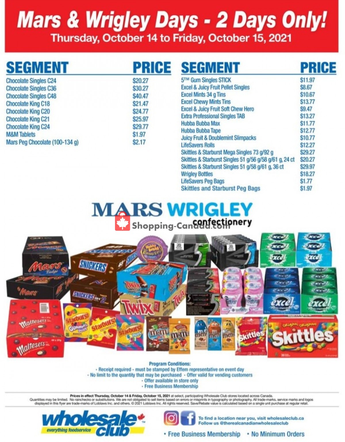 Wholesale Club flyer from Thursday October 14, 2021 to Friday October 15, 2021 - page 1