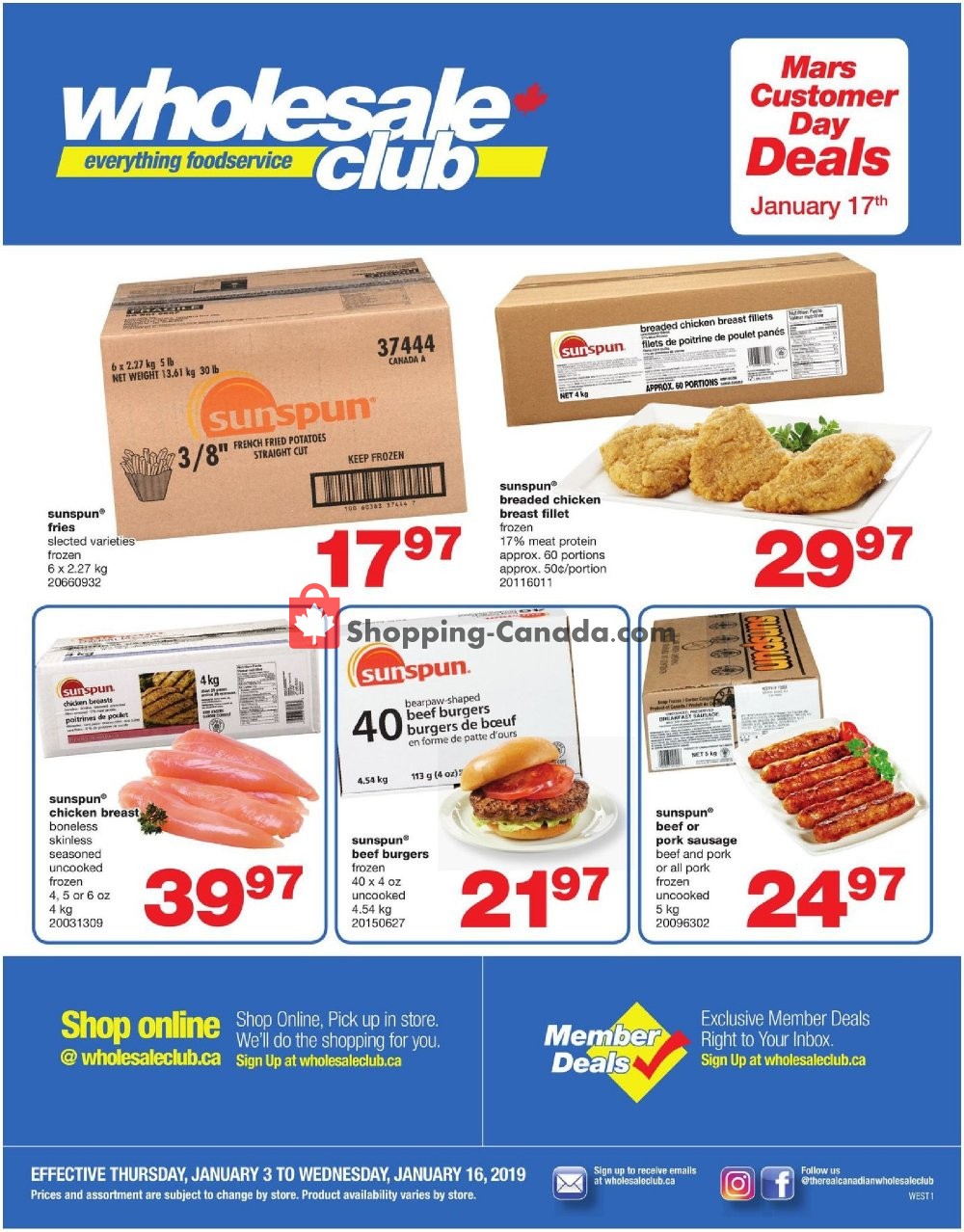 Wholesale Club flyer from Thursday January 3, 2019 to Wednesday January 16, 2019 - page 1